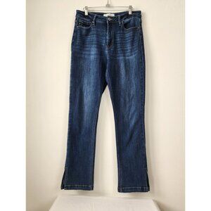 KanCan LA Constance Essentials High Rise Bootcut Jeans Side Slit Dark Wash Denim